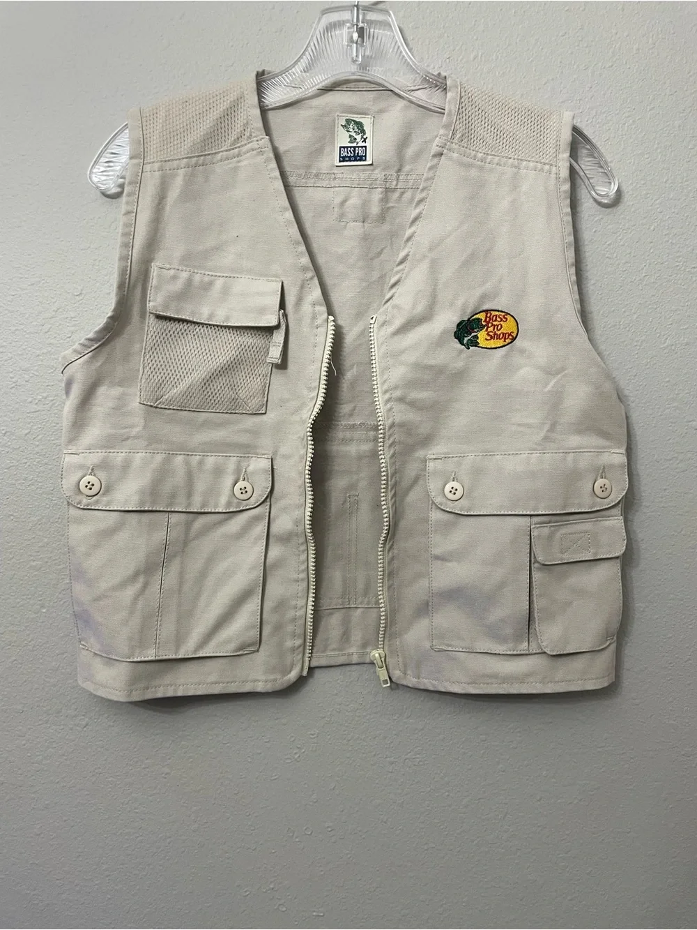 Bass Pro Shops Kids Vintage Khaki Utility Fishing Vest  SZ 7 Unisex EUC